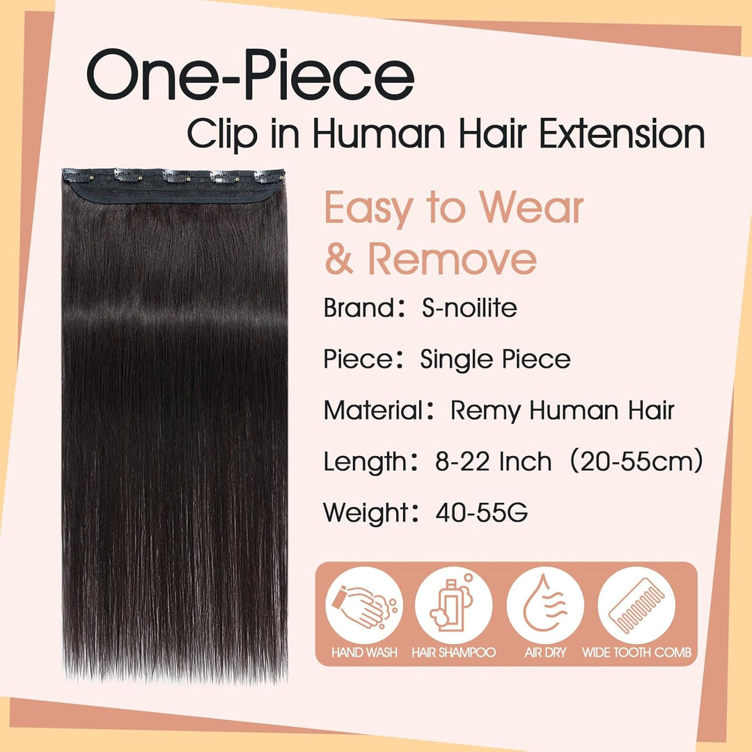 Clip In Extensions Echthaar Light Natürliches Schwarz Real human hair 1 pieces 5 clips Haarverlänger