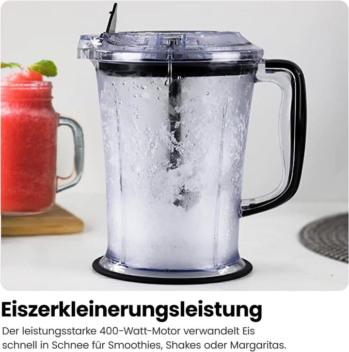 CHEFMAN 2-in-1 Smoothie Maker und Tragbarer Mixer mit 400W Motor, 2-Stufigem Messer, Eiszerkleinerer