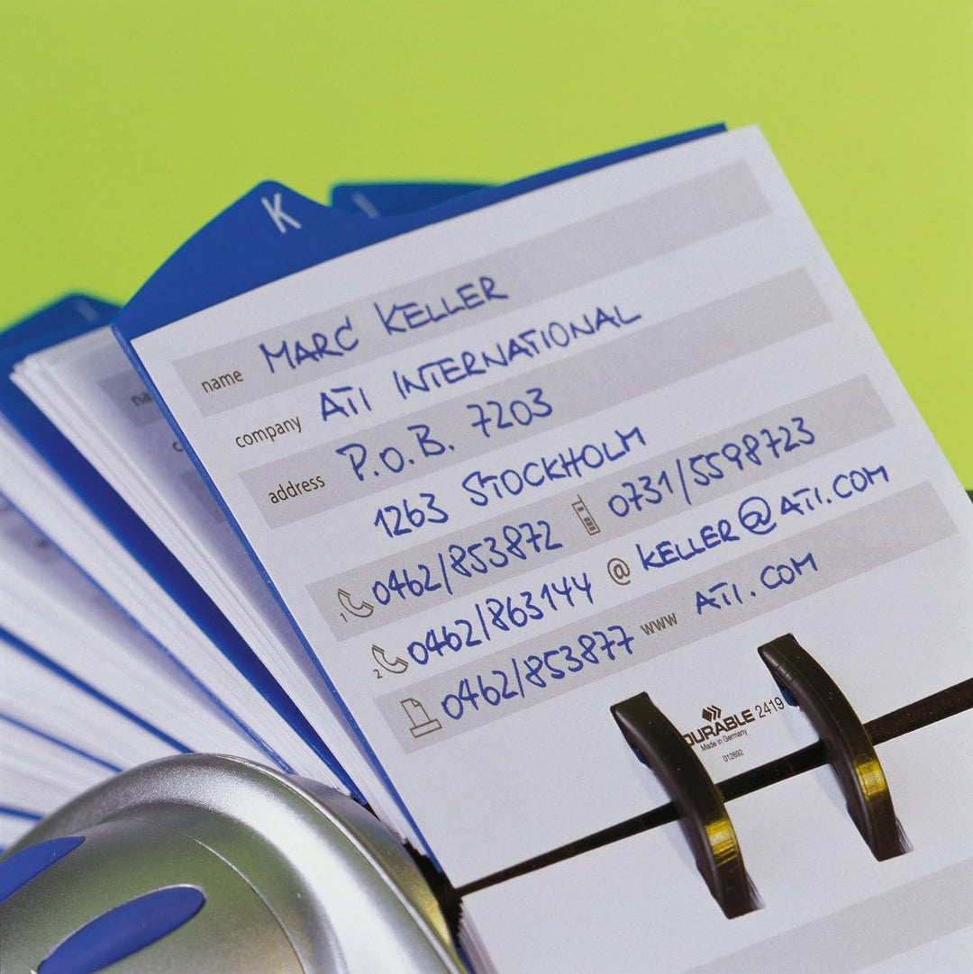 Durable Rollkartei Telindex Flip Vegas, mit 500 Karteikarten für Adressen, Register A-Z, silber, 241