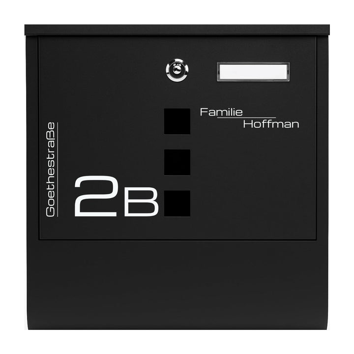 VERDA Briefkasten Wandbriefkasten Zeitungsrolle Designer Postkasten (Schwarz Matt SN3671), Schwarz M