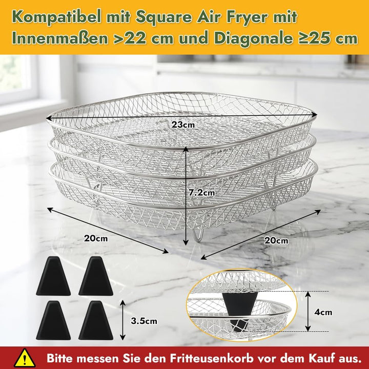 BYKITCHEN Zubehör für Airfryer Philips 2000 6,2L/COSORI Turboblaze 6L/Turbo Tower Pro 10,8L, 3er Set