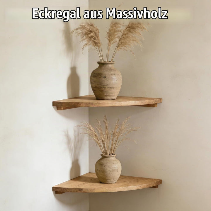 GAOUTO 2 Stück Eckregal Hängend: Eckregal Hängeregal Massivholz, runde Enden Wandregal Vintage Landh