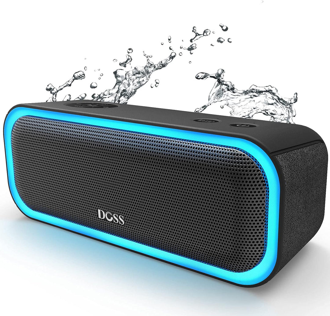 DOSS Bluetooth Lautsprecher, SoundBox Pro Musikbox , 20W, Mehrfarbige Lichter, IPX6 Wasserdicht, 20H