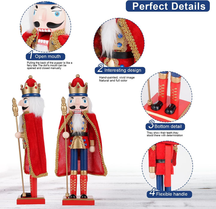 COMBIUBIU 38 cm Nussknacker Figuren Holz Nussknacker Soldaten,Traditionelle Weihnachten Nussknacker