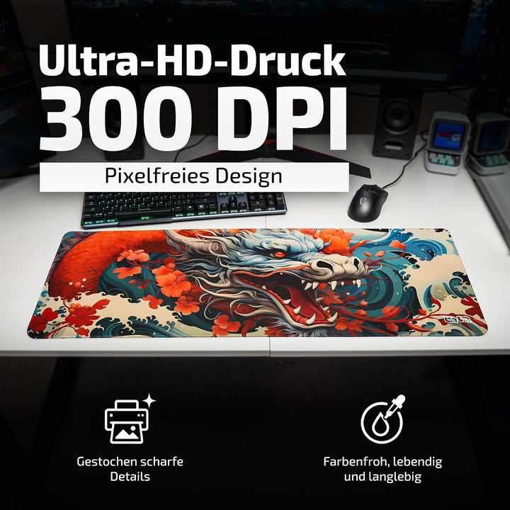 Tilt Gaming Mauspad 800x300 mm - 4 mm rutschfeste Schreibtischunterlage Gross - Speed-Oberfläche &amp; H