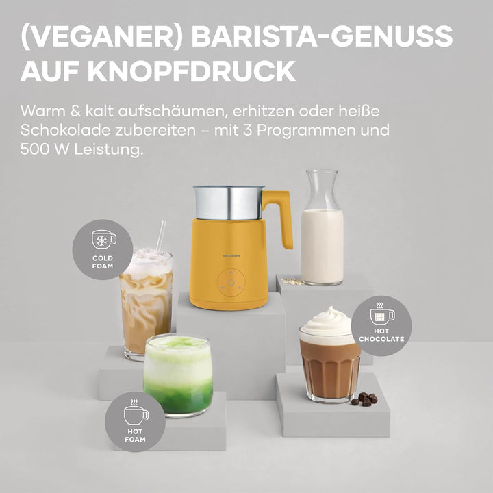 Severin Induktions-Milchaufschäumer, elektrischer Milchschäumer mit Edelstahlbehälter, kaltes und wa