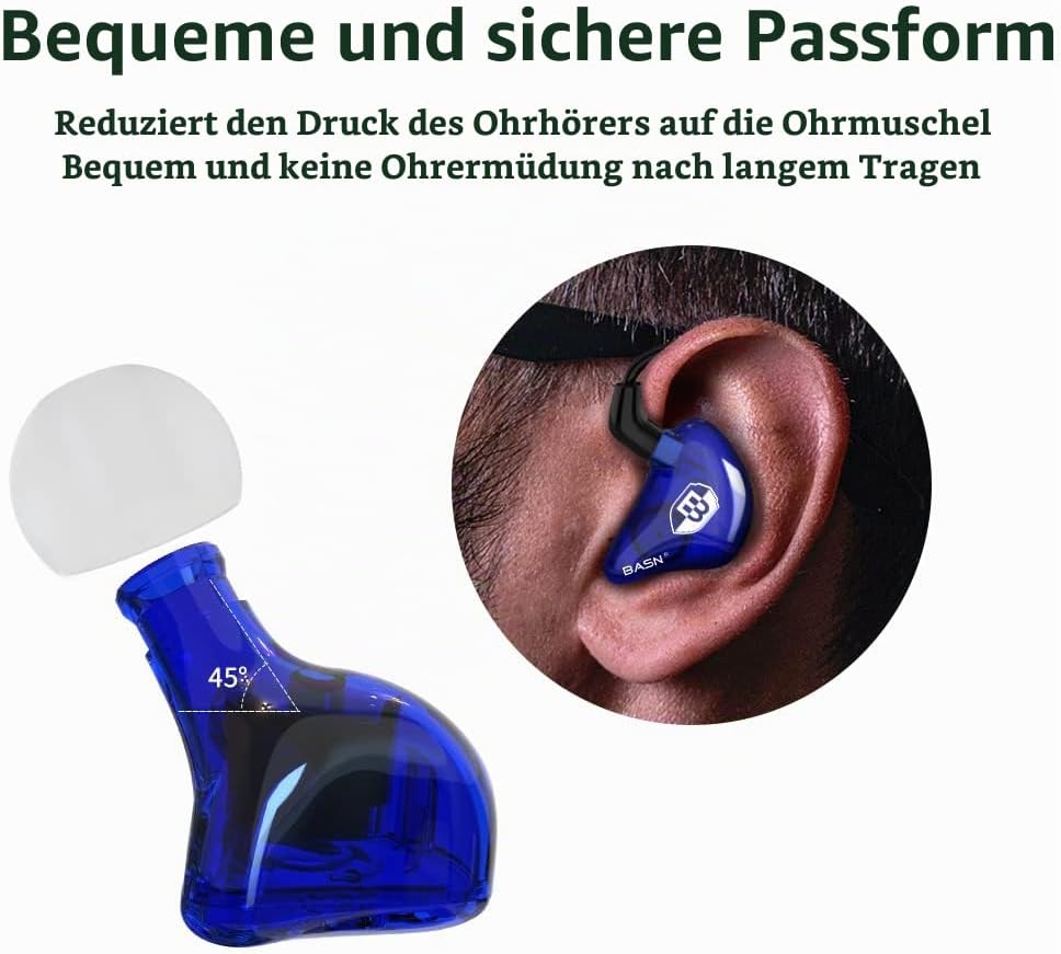BASN Bsinger In-Ear-Monitore Geräuschisolierende Kopfhörer, Dual-dynamische Treiber High Definition