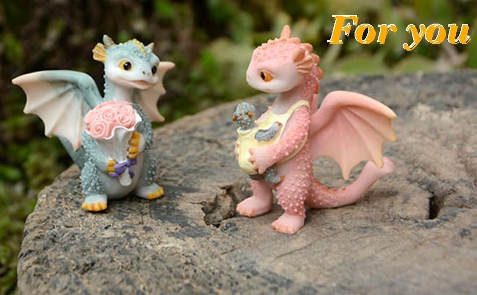 Miniatur Fee Garten Drache Figurine- Aus Meinem Herzen Anwesend Blume Drache, Anwesend Blume Drache