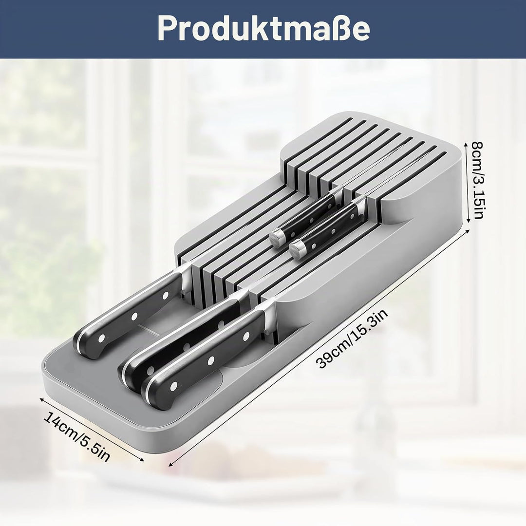 Zweistufiges Design Schubladenaufbewahrung Messer Mit Schlitzen Versehen Schublade Organizer Messerb