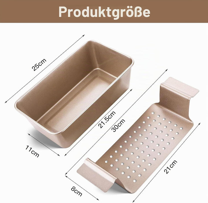Generisch Brotbackform, Kastenform Brot, 2-in-1 Fleischpastetenform mit Ablaufrost, Backform Rechtec