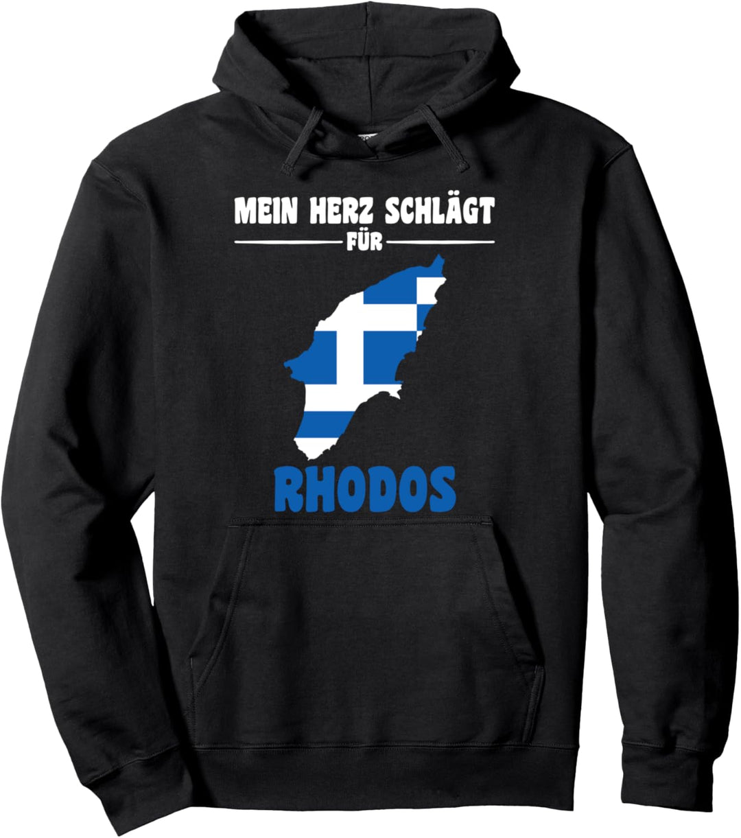 Griechenland Flagge Mein Herz schlägt für Rhodos Pullover Hoodie