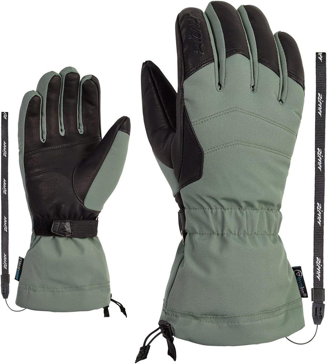 Ziener Damen Kilata Ski-Handschuhe/Wintersport | wasserdicht, Wolle, Freeride 8.5 green mud, 8.5 gre