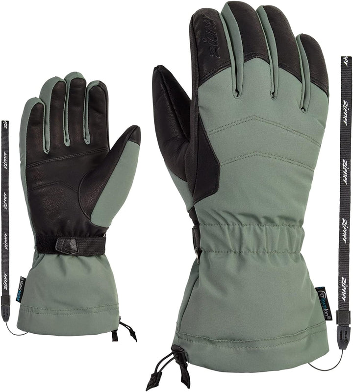 Ziener Damen Kilata Ski-Handschuhe/Wintersport | wasserdicht, Wolle, Freeride 8.5 green mud, 8.5 gre