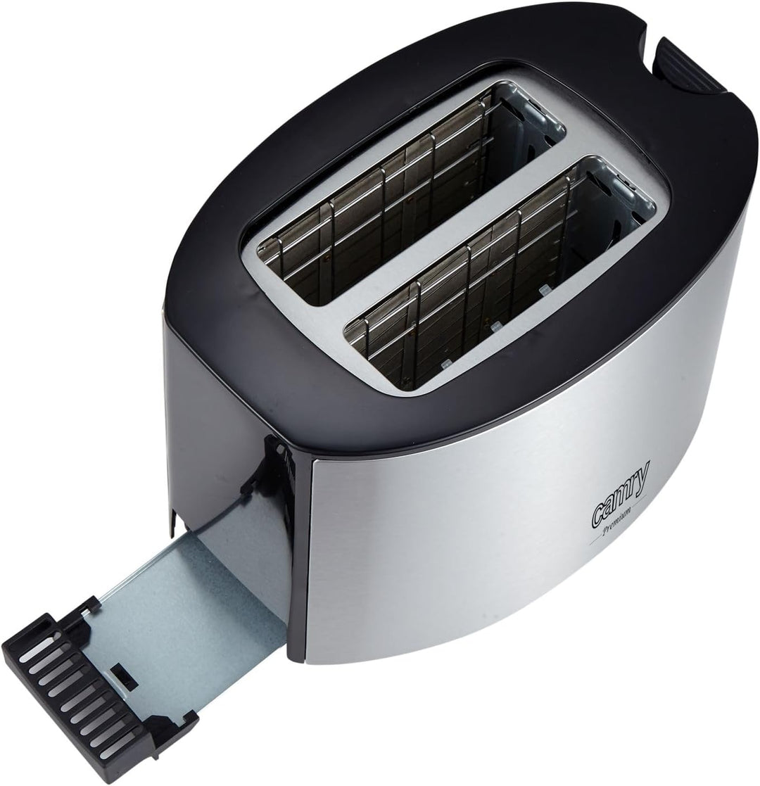 CAMRY CR 3215 Edelstahl Toaster 2 Scheiben, 850 W, mit Funktionen: Aufwärmen, Abbrechen, Auftauen, e