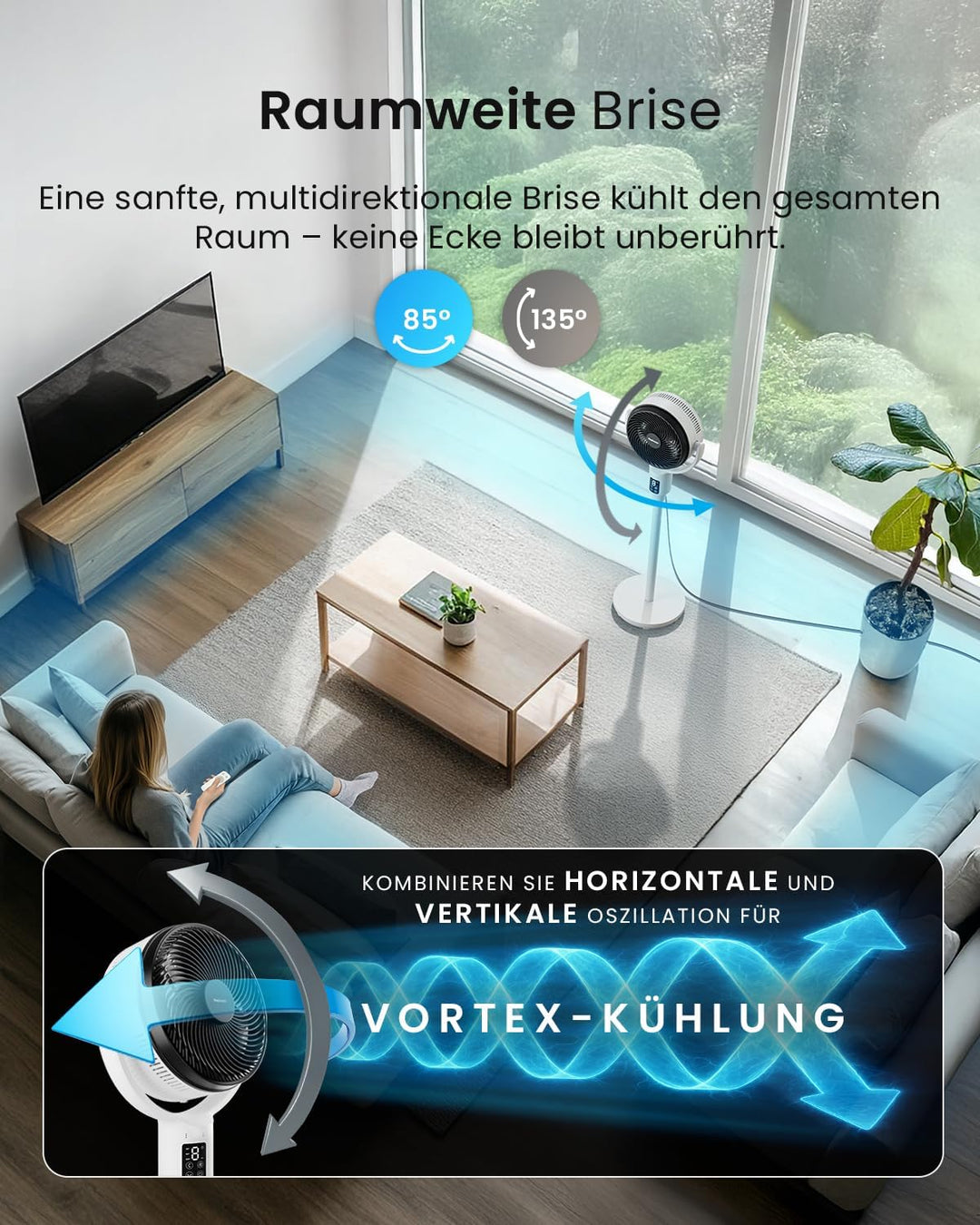 Pro Breeze AirFlo Plus Standventilator 109cm - Leiser Ventilator mit Fernbedienung, LED-Display – UL