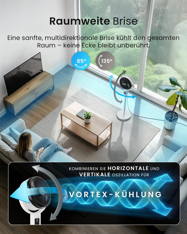 Pro Breeze AirFlo Plus Standventilator 109cm - Leiser Ventilator mit Fernbedienung, LED-Display – UL