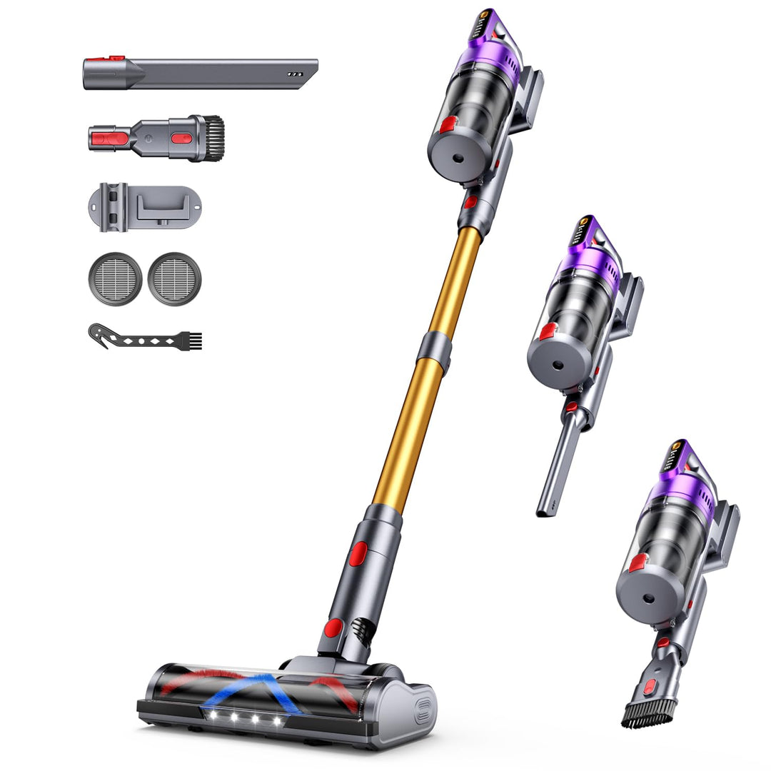 Akku Staubsauger, 55KPa/680W Staubsauger Kabellos mit Smart Display Bis zu 75 Minuten Laufzeit Cordl