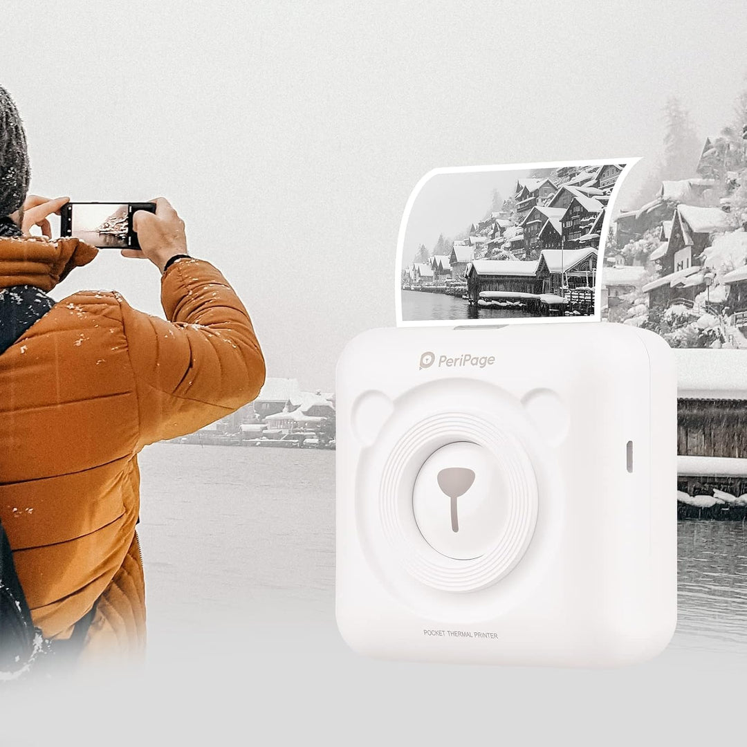 Bisofice Peripage Mini Fotodrucker für Smartphones, Drahtlose BT Verbindung Mobiler Drucker Kommt mi