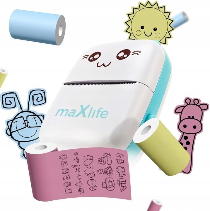 Maxlife Mini Drucker MXTP-100, Taschendrucker, Handy Fotodrucker, Tragbarer Mini Fotodrucker, Mobile