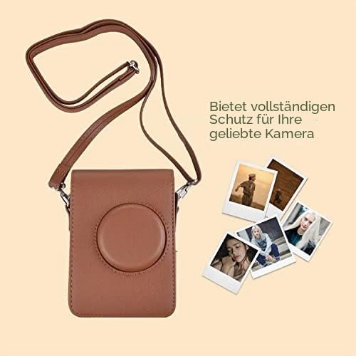 Rieibi Mini EVO Kameratasche, Vintage PU Leder Hülle Schutzhülle für Fujifilm Instax Mini EVO Sofort