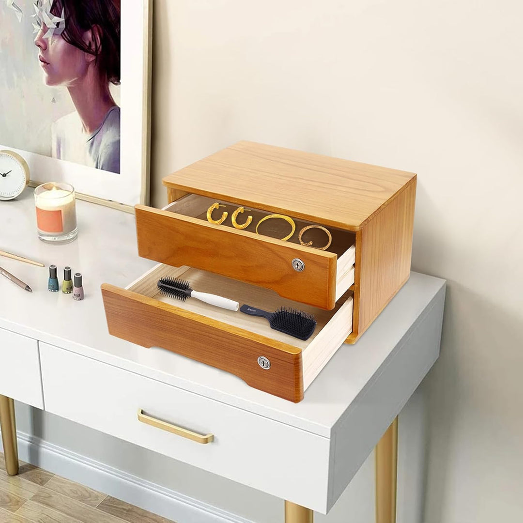 2 Schicht Desktop Storage Box, Desktop Storage Box mit abschliessbarer Schublade, Bürobedarf Schubla