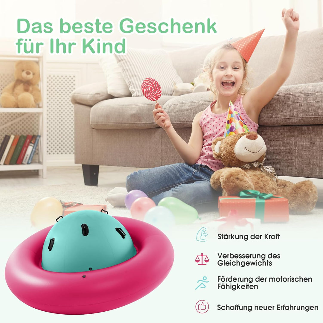 COSTWAY Aufblasbare Kuppelwippe für Kinder, 223 cm grosse Kinderwippe zum Rollen, Neigen, Klettern &