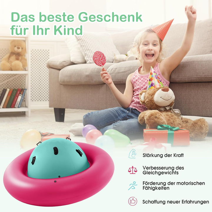 COSTWAY Aufblasbare Kuppelwippe für Kinder, 223 cm grosse Kinderwippe zum Rollen, Neigen, Klettern &