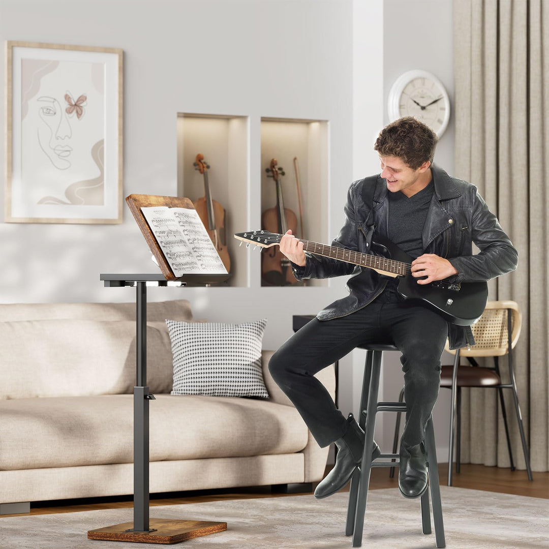 IBUYKE Beistelltisch C Form, 360° Rotierbarer/Höhenverstellbar/Flip Sofatisch, Couchtisch für schmal