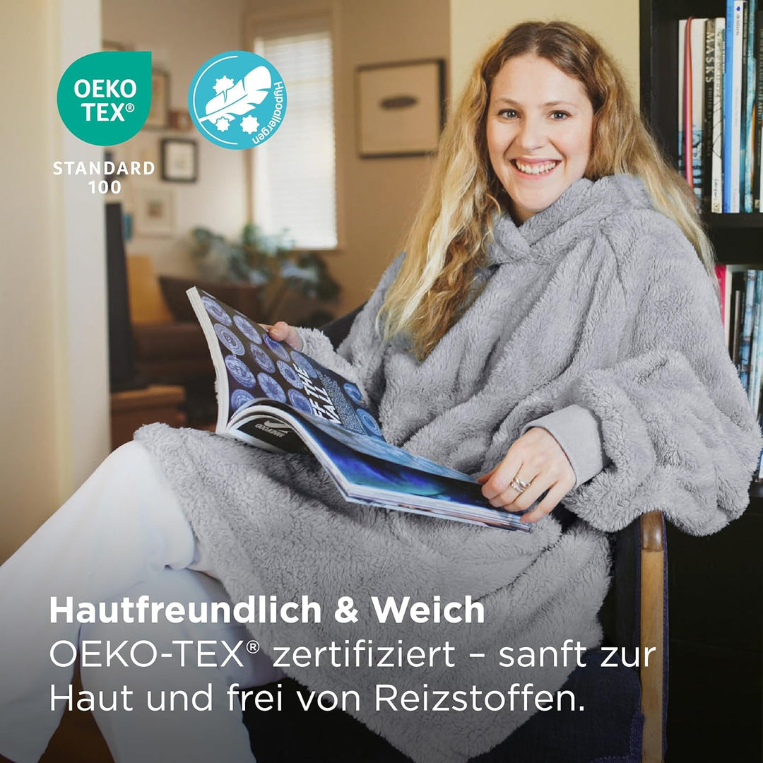 BEDSURE Hoodie Decke mit Ärmeln Deckenpullover - Tragbare Decke zum Anziehen Erwachsene XXL, Übergro