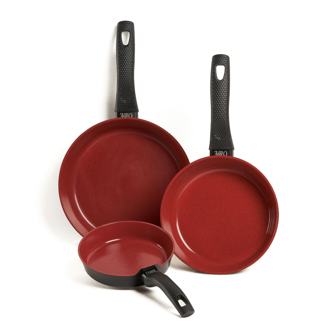 CLASSE ITALY, Pfannen-Set, 3 Stück, PFAS-frei, Antihaftbeschichtung, ohne PTFE, PFOA, 100 % sicher,