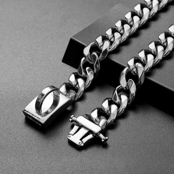 YOTHIWAD Hundehalsband aus Metall mit Sicherer Schnalle,Ketten Halsband Hund, Kubanische Gliederkett