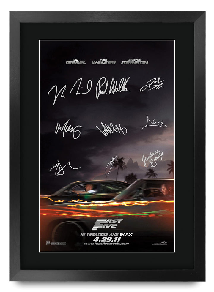HWC Trading FR A3 Fast Five Vin Diesel, Paul Walker Geschenke, gedrucktes Poster, signiertes Autogra