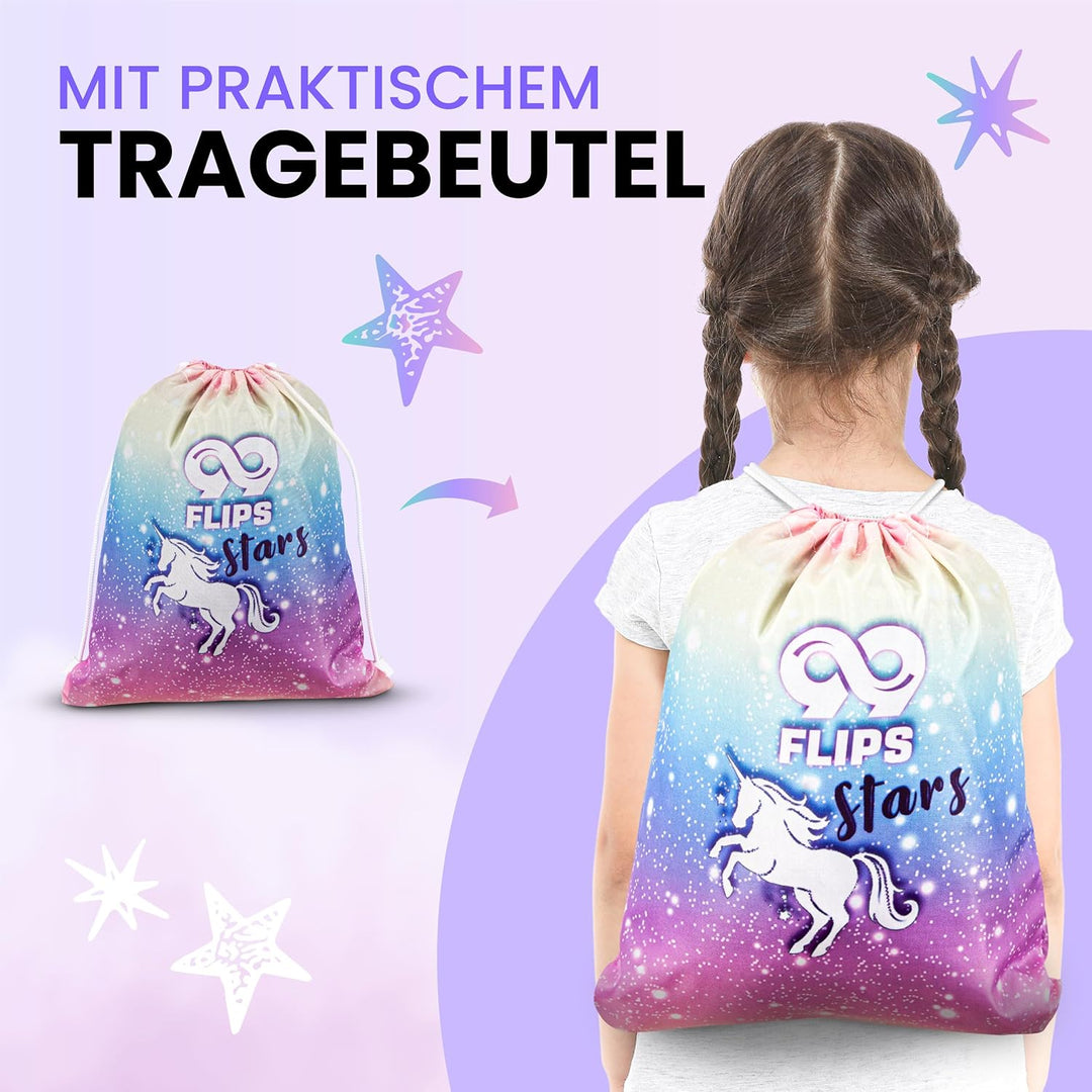 99FLIPS Inliner Schoner Kinder Set - TÜV Rheinland GS Zertifiziert mit Einhorn Beutel für Skateboard