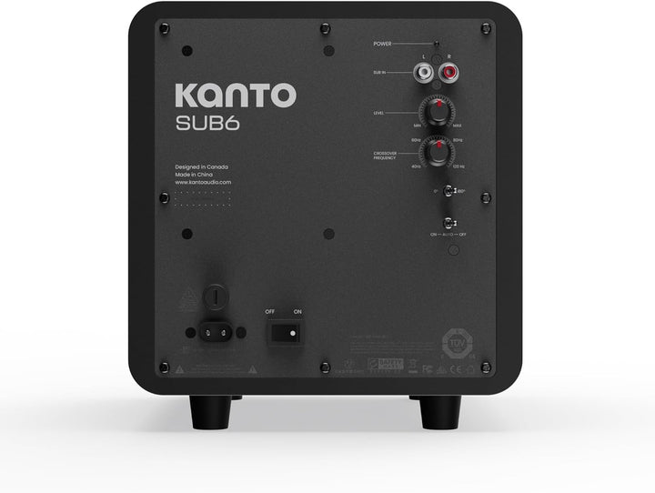 Kanto SUB6 Sealed Powered Subwoofer | 200W Peak Power | 6” Woofer | Quick & Accurate Bass | Ultra-co