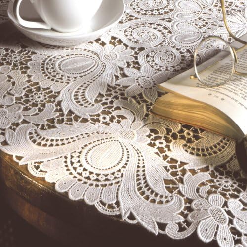 Plauener Spitze by Modespitze 67952 Design Plauen, Gre 30 cm rund, creme, Champagner 30 cm (Rund), 3