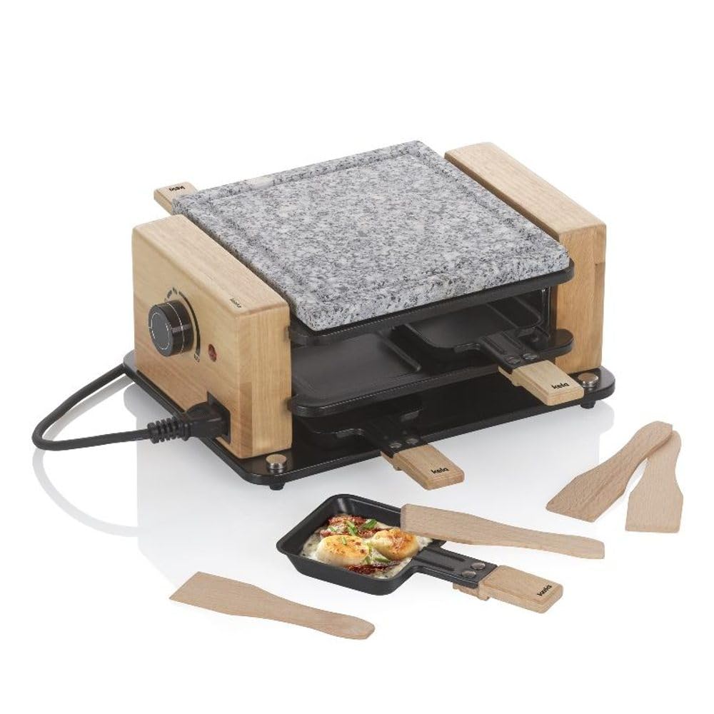 Kela Raclette/Stein BEDRETTO – Granit schwarz, 4 Personen, Raclette-Grill mit Steinplatte und Pfännc