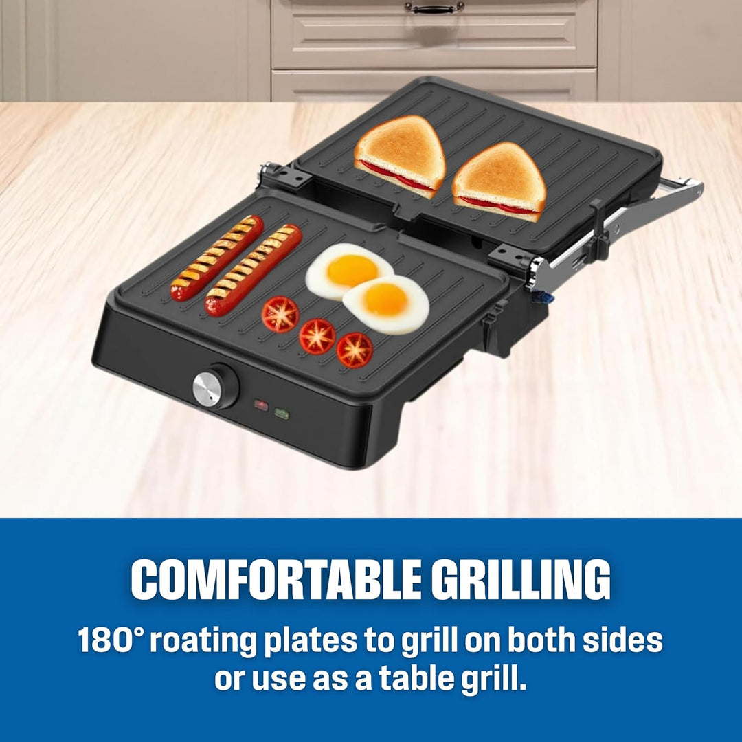 Westinghouse Retro Kontaktgrill mit 180°-Öffnung, Sandwichmaker mit Cool-Touch Griff & Höhenverstell