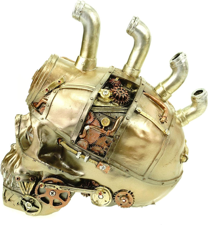 Vogler 839-1396 Totenschädel Steampunkschädel U-Boat mit 3 Periscopen messingfarben 21 cm Totenkopf