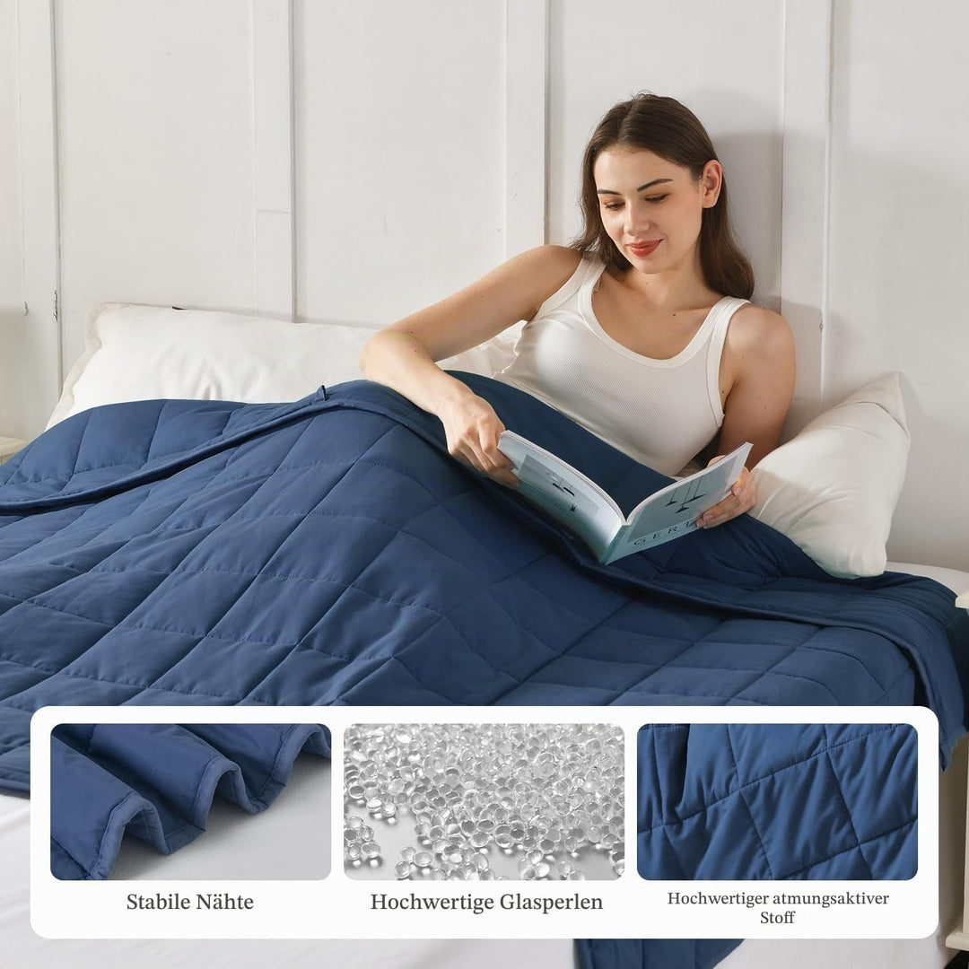 Sivio Gewichtsdecke 7kg, Atmungsaktive Beschwerungsdecke, weiches Material mit Glasperlen für alle J