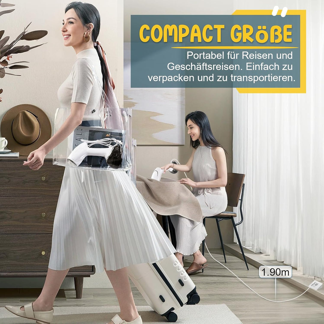 Rolipo Reisebügeleisen 1700W, Steamer Dampfglätter mit 360ml Wassertank, Kompakt für Kleidung, Ideal