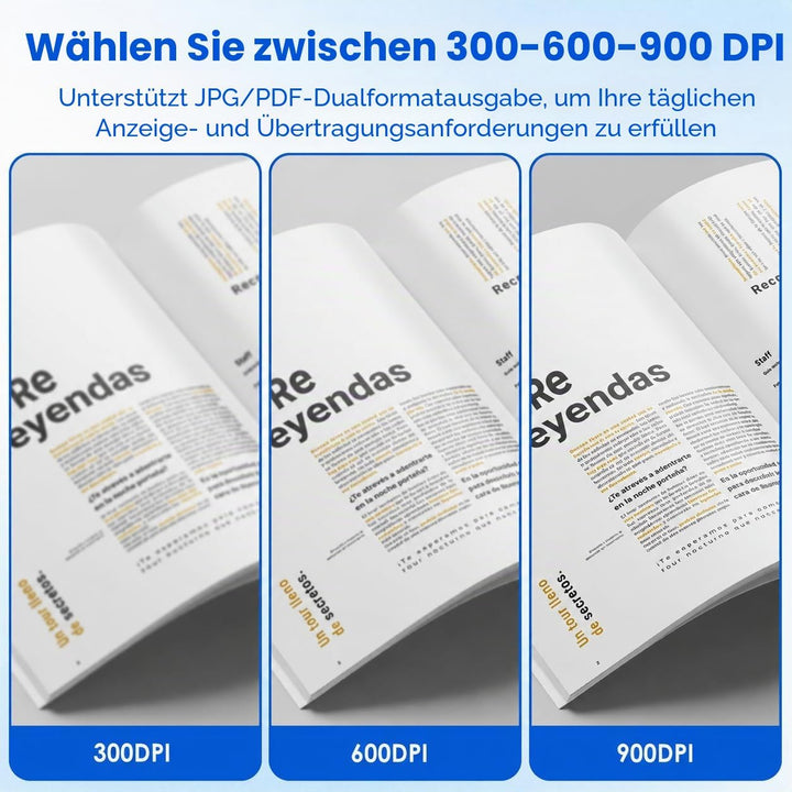 Handscanner Dokumentenscanner, A4 900 DPI Hohe Auflösung Farbfoto Portable Scanner, JPG/PDF Format U