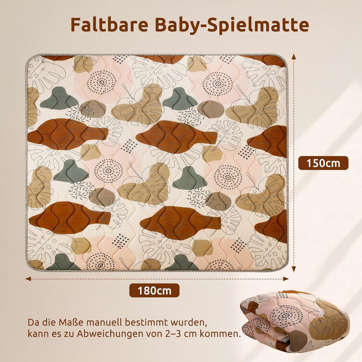 Baby Spielmatte 180x150cm Krabbelmatte, Dicke Weiche Polsterschaum Krabbeldecke für Babys und Kleink