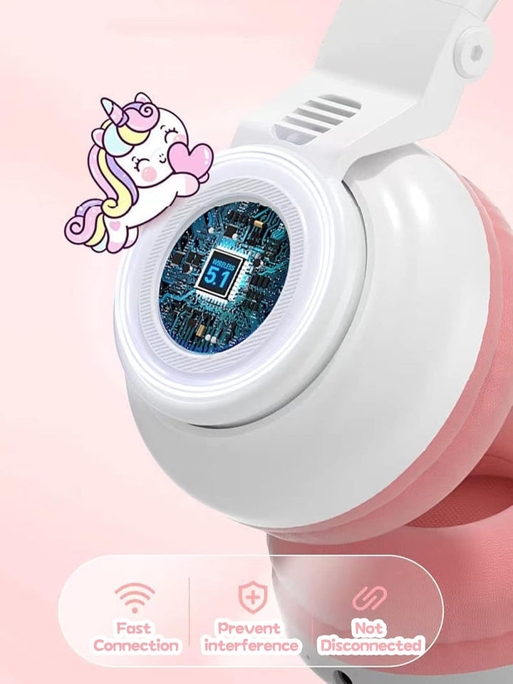 Katzenohr Kopfhörer Kindergeburtstag Geschenke Kind LED Katzenohren Einhorn Bluetooth Kabellose Over