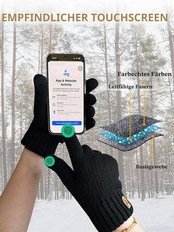 Winterhandschuhe für Damen Herren Touchscreen Thermohandschuhe mit Warme Fleecefutter für Kaltes Wet