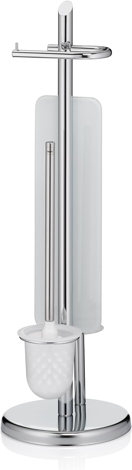 kela Toilettengarnitur Ken mit Ersatzrollenhalter, Metall, silber glänzend, offener Bürstenbehälter,