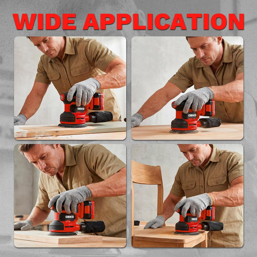 20V Exzenterschleifer Akku 125mm: DEKOPRO Schleifmaschine für Holz,6 variable Geschwindigkeiten, 125