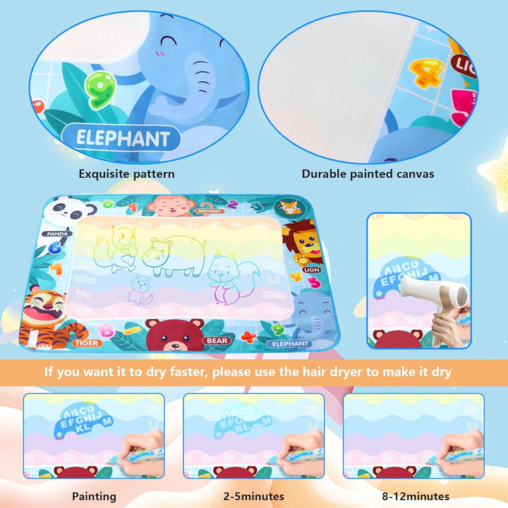 LEcylankEr Wasser Doodle Matte 120x90cm, Gross Aqua Doodle Wassermalmatte XXL, Magic Doodle Malmatte