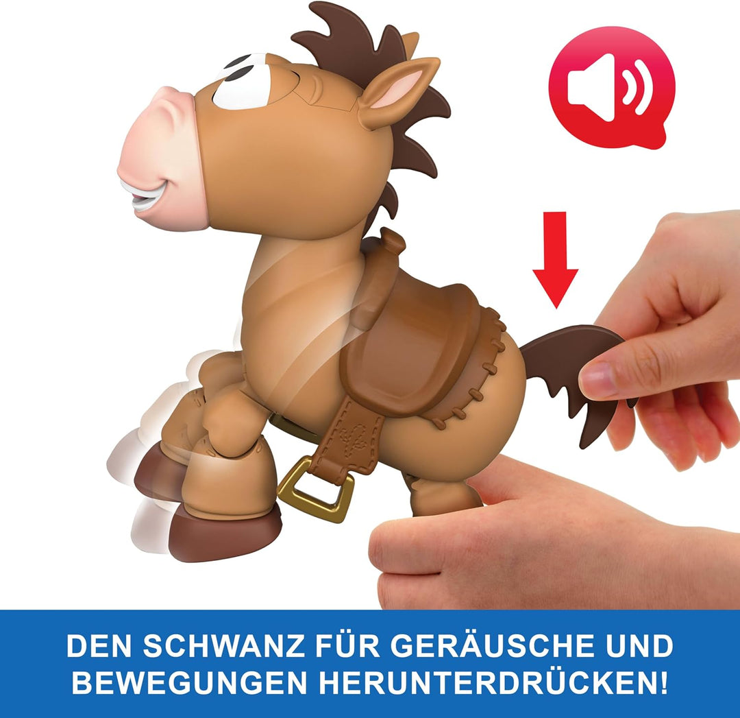 Mattel Disney Pixar Toy Story 5 bewegliche Pferdefigur mit Geräuschen, Kleiner Begleiter Bully, berü