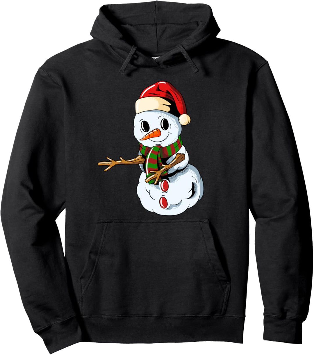 Schneemann mit Weihnachtsmütze Floss Dance an Weihnachten Pullover Hoodie