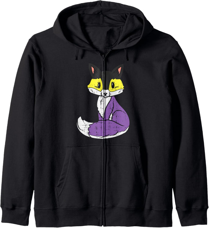 Fox Animal LGBTQ Non-Binary Flag Genderqueer Enby NB Kapuzenjacke